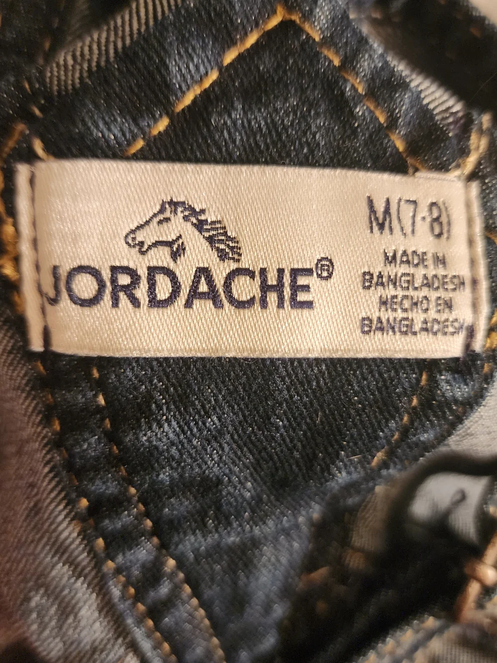 Jordache Girls Denim Shortalls Lace Applique Pom Pom Trim Overalls Size M 7-8